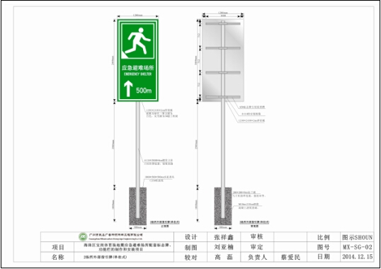 广州避难所距离指示标志牌 