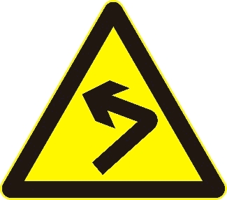 警告前方急转弯标志牌